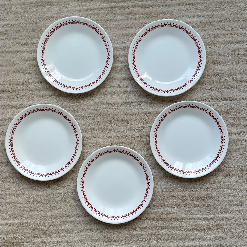 Set of 5 Corelle CORDOBA RED APPETIZER PLATE Bread